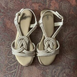 Size 10 gold with jewel accent sandals